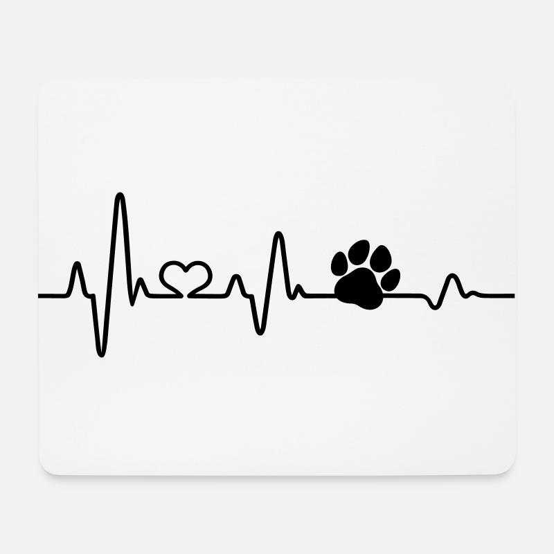 Hund Herzschlag EKG Pfote Hundeliebhaber lustig - Mousepad (Querformat) - Weiß