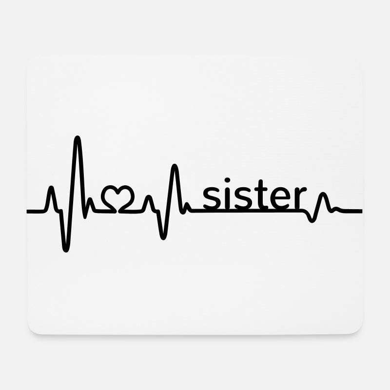 Herzschlag Sister EKG beste Schwester Geschwister - Mousepad (Querformat) - Weiß