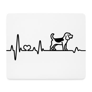 Beagle Cute Dog Heart Rate Heartbeat Love - Mouse Pad (horizontal) - white - Front