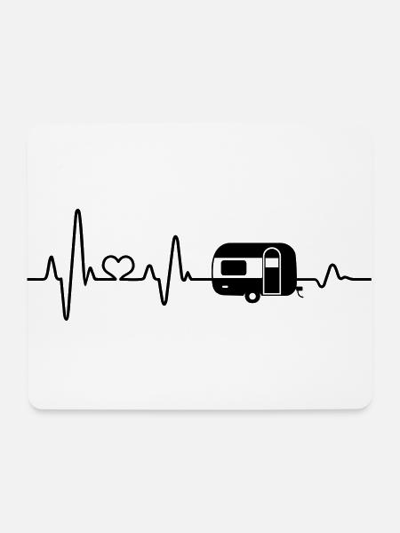 Wohnwagen Camping Wohnmobil Camper Herzschlag - Mousepad (Querformat) - Weiß