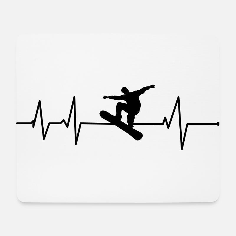 Snowboard Snowboarder Snowboarding Herzschlag EKG - Mousepad (Querformat) - Weiß