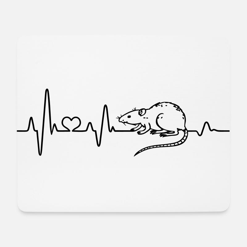 Ratte Ich liebe Ratten Herzschlag EKG Nagetier - Mousepad (Querformat) - Weiß