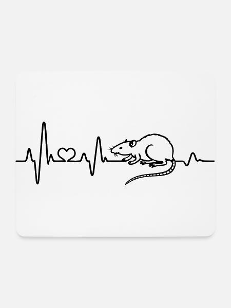 Ratte Herzschlag Ich liebe Ratten EKG Nagetier - Mousepad (Querformat) - Weiß