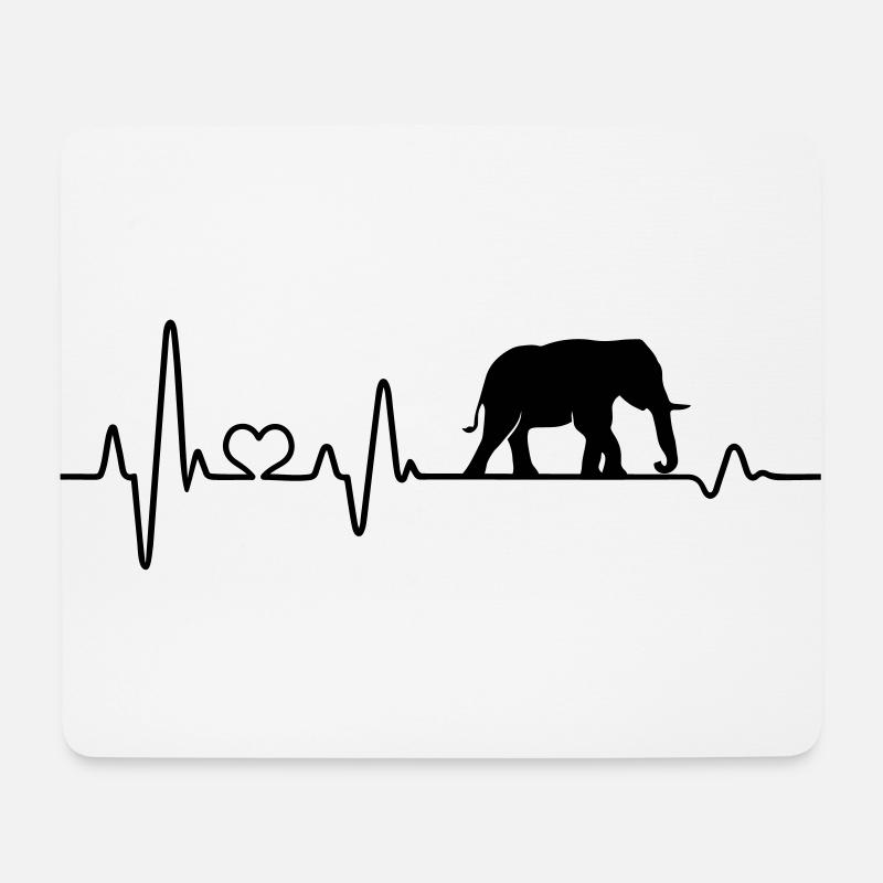 Elefant Herzschlag Afrika Liebe Elefanten EKG - Mousepad (Querformat) - Weiß
