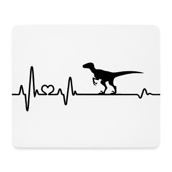 Herzschlag Dinosaurier Velociraptor Dino Urzeit - Mousepad (Querformat) - Weiß - Vorne
