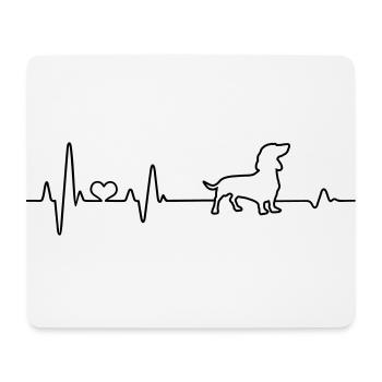 Dackel Hund Hundebesitzer Geschenk Herzschlag EKG - Mousepad (Querformat) - Weiß - Vorne