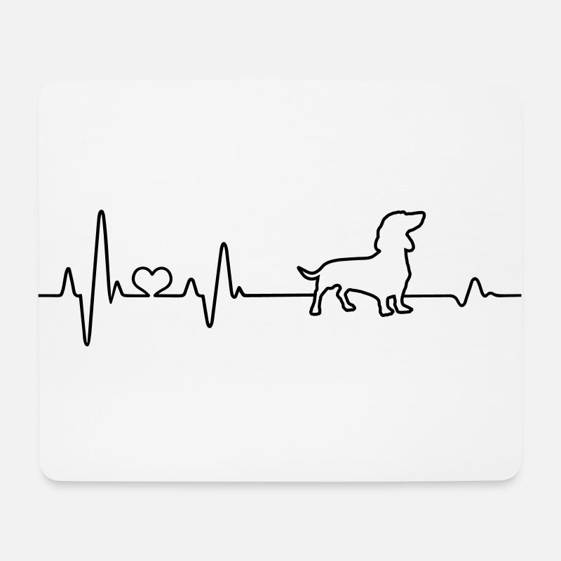 Dackel Hund Hundebesitzer Geschenk Herzschlag EKG - Mousepad (Querformat) - Weiß