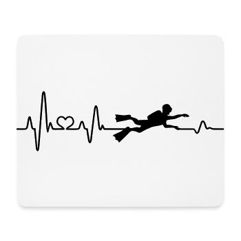 Herzschlag Taucher EKG Wasser tauchen Geschenkidee - Mousepad (Querformat) - Weiß - Vorne