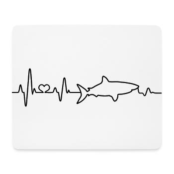 Heartbeat Shark Shark ECG Pulse Shark Fin - Mouse Pad (horizontal) - white - Front