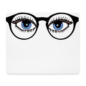 Brille Augen Sehen -Hinsehen - Beobachten - Mousepad (Querformat) - Weiß - Vorne