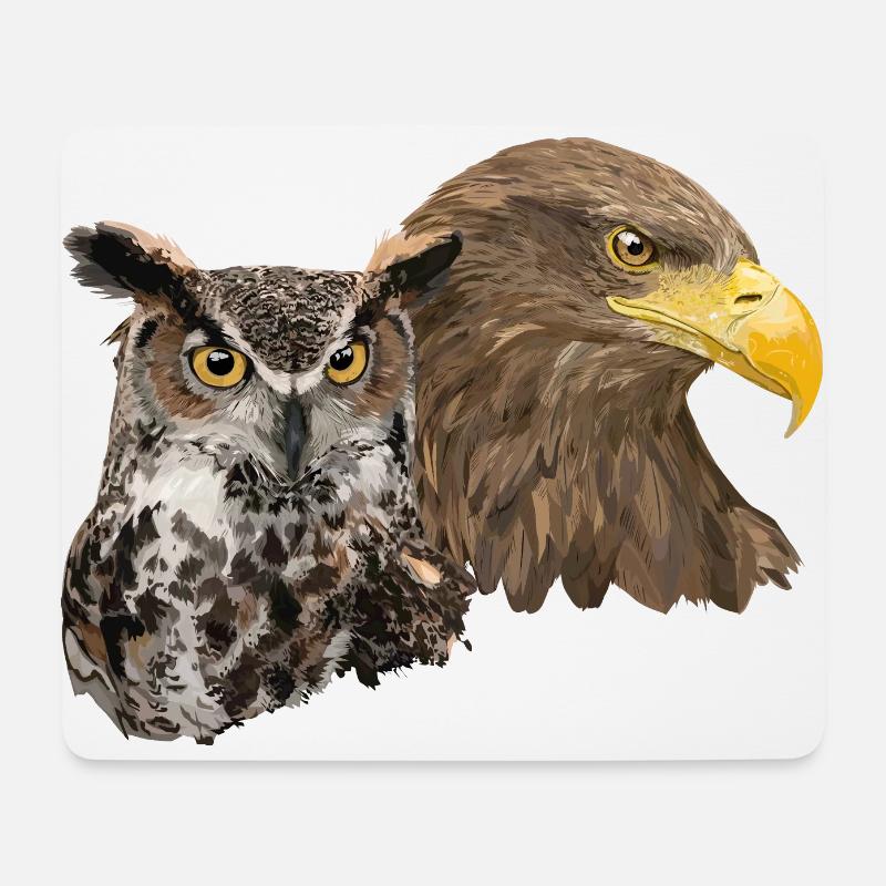 Pigargo und Eule - Mousepad (Querformat) - Weiß