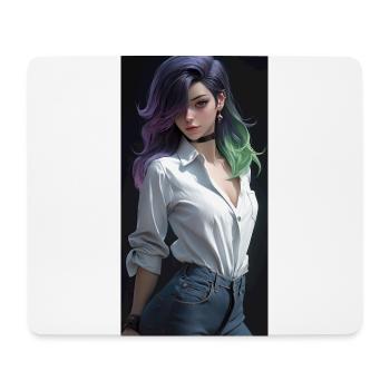 Ätherische Eleganz: Schöne Anime-Frau mit - Mousepad (Querformat) - Weiß - Vorne