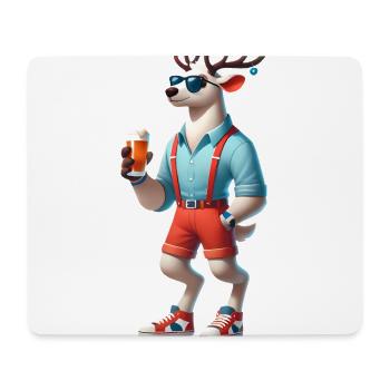 Renne frais des Fêtes avec de la bière - Tapis de souris (format paysage) - blanc - Devant