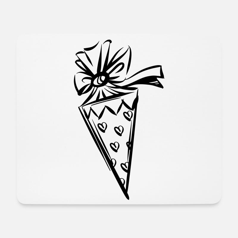 Schultüte Schulanfang Herzen - Mousepad (Querformat) - Weiß