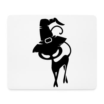 schwarze Katze mit Hexenhut - Mousepad (Querformat) - Weiß - Vorne