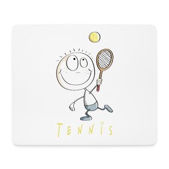 Joueur de tennis heureux - personnage de dessin animé - Tapis de souris (format paysage) - blanc - Devant