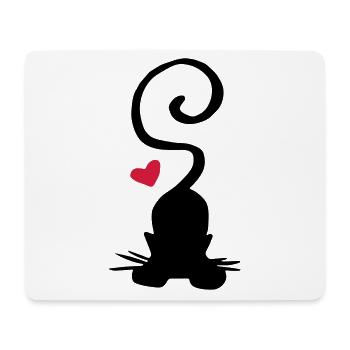 Chat coeur rouge / chat - coeur - yoga - Tapis de souris (format paysage) - blanc - Devant