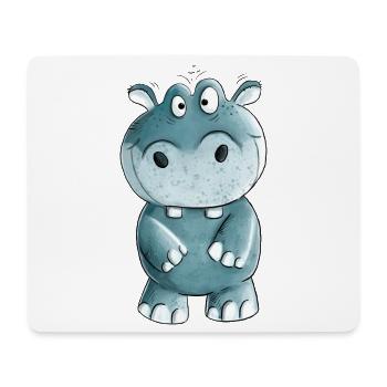Blaues Nilpferd I Wildtiere Comic - Mousepad (Querformat) - Weiß - Vorne