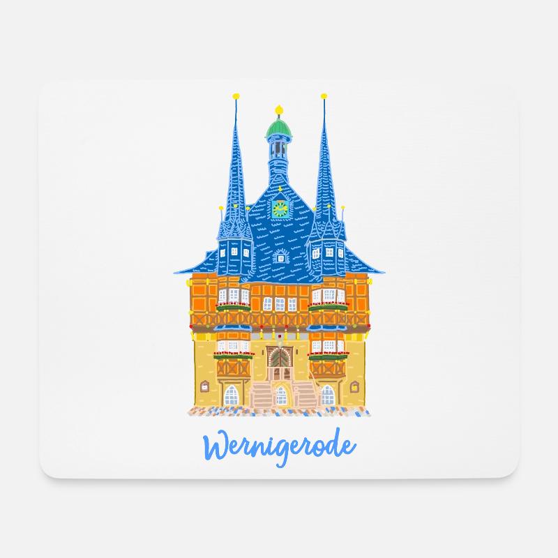 Wernigerode, Rathaus, Fachwerkhaus Ostdeutschland - Mousepad (Querformat) - Weiß