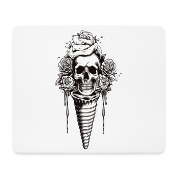 Crâne avec des roses et des fleurs d’art - Tapis de souris (format paysage) - blanc - Devant