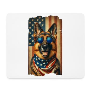 Schäferhund mit USA Flagge - Mousepad (Querformat) - Weiß - Vorne