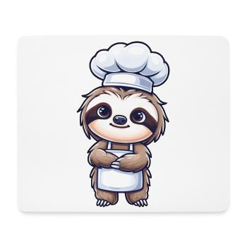 Mignon paresseux Chef Chef Artiste De Cuisine - Tapis de souris (format paysage) - blanc - Devant