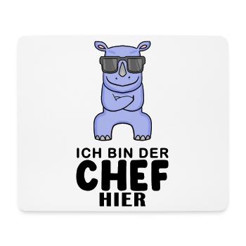 Chef Spruch mit Nashorn Motiv - Mousepad (Querformat) - Weiß - Vorne
