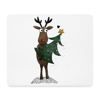 Reindeer with Christmas tree - Mouse Pad (horizontal) - white - Front