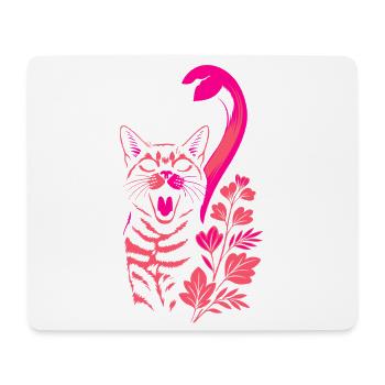 Tropical Cat & Flamingo - Summer 2025 - Mouse Pad (horizontal) - white - Front