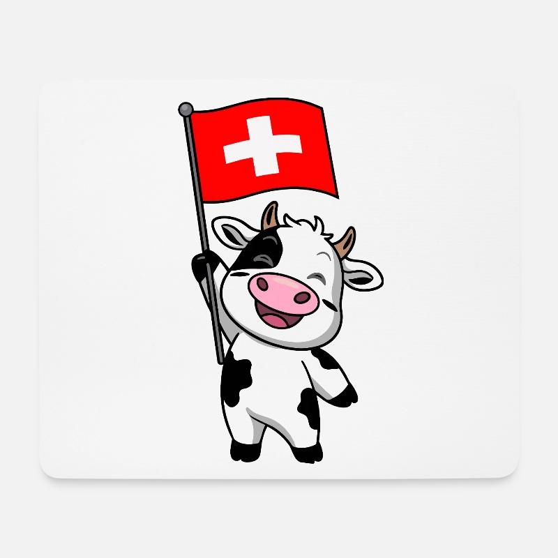 Vache suisse - Tapis de souris (format paysage) - blanc