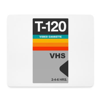 Vintage T-120 VHS Video Cassette Retro Sticker - Mouse Pad (horizontal) - white - Front
