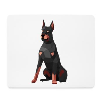 Moderner Dobermann – Low-Poly-Kunst - Mousepad (Querformat) - Weiß - Vorne