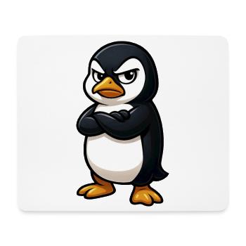 Cool penguin gamer with crossed arms - Mouse Pad (horizontal) - white - Front