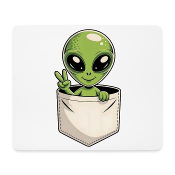 Niedliche Tasche Alien Friedenszeichen Karikatur - Mousepad (Querformat) - Weiß - Vorne