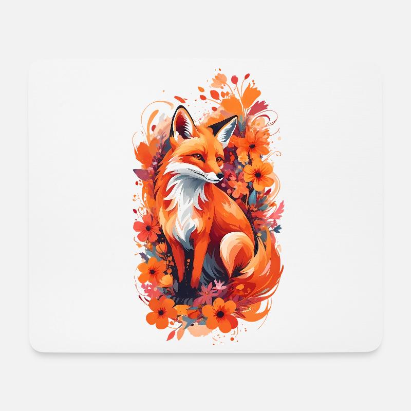 Fuchs Blumen Fuchsliebhaber Geschenk Waldtier - Mousepad (Querformat) - Weiß