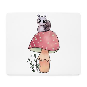 Pilz_mit_Schnecke - Mouse Pad (horizontal) - white - Front