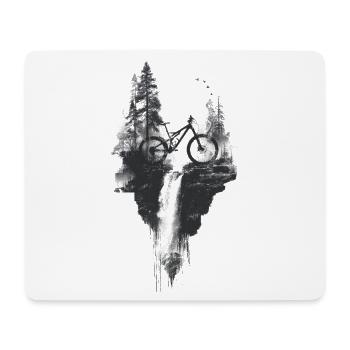 VTT, forêt, paysage, cascade, aventure - Tapis de souris (format paysage) - blanc - Devant