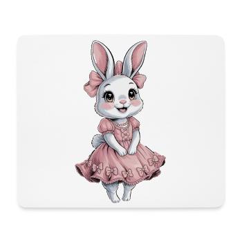 Mignonne fille lapin avec robe rose et - Tapis de souris (format paysage) - blanc - Devant