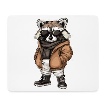 Waschbär Cool Winter - Mousepad (Querformat) - Weiß - Vorne