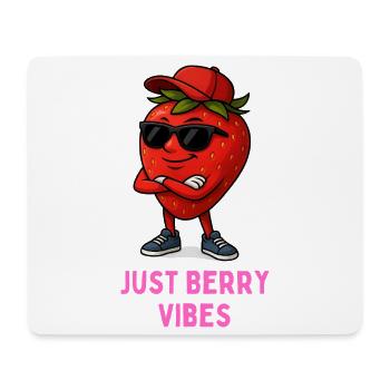 Just Berry Vibes- Erdbeere mit Sonnenbrille - Mousepad (Querformat) - Weiß - Vorne