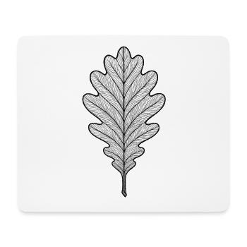 Monochromes Eichenblatt-Design - Mousepad (Querformat) - Weiß - Vorne