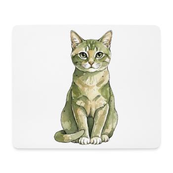 Chat - Chat naturel - Tapis de souris (format paysage) - blanc - Devant