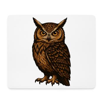 Brown Owl Gaze - Mouse Pad (horizontal) - white - Front