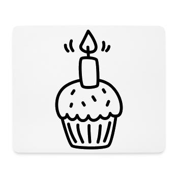 Muffin avec une bougie pour un anniversaire - Tapis de souris (format paysage) - blanc - Devant