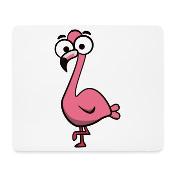 Cheerful Pink Flamingo Cartoon - Mouse Pad (horizontal) - white - Front
