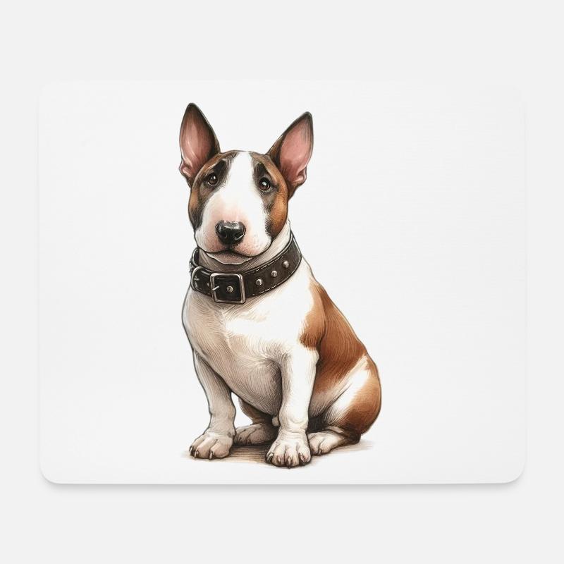 Pitbull Terrier Illustration - Mousepad (Querformat) - Weiß