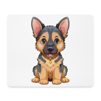 Kuscheliger Schäferhund Cartoon - Mousepad (Querformat) - Weiß - Vorne