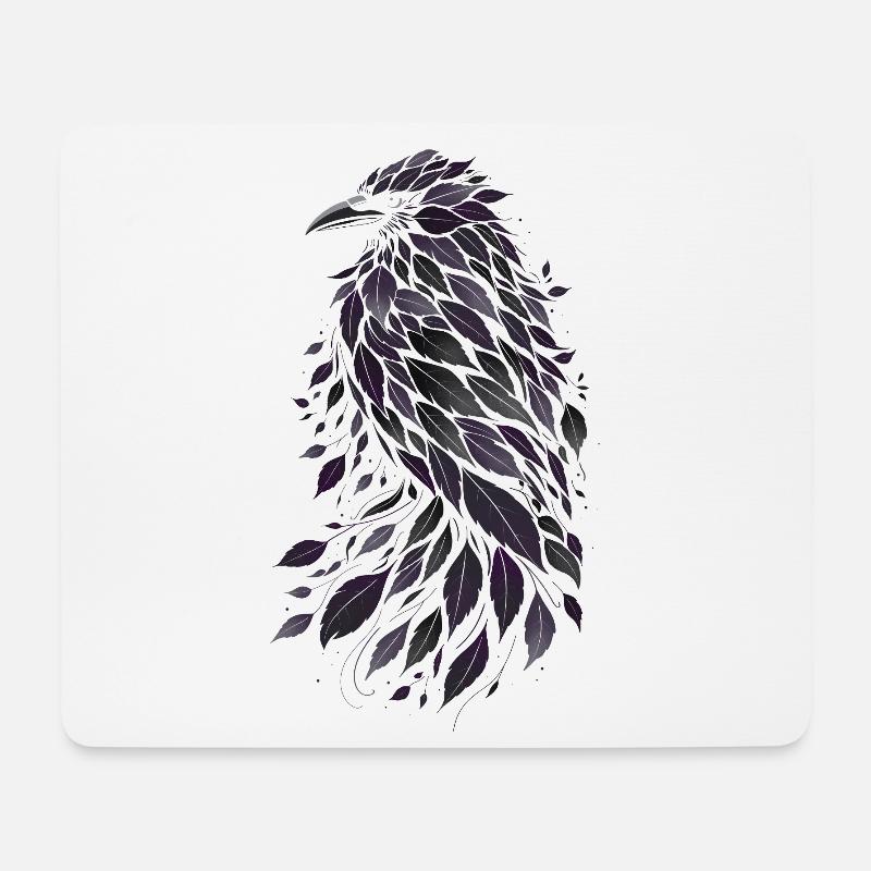 Nachtblätter-Rabe aus Purpurnen Blättern - Mousepad (Querformat) - Weiß