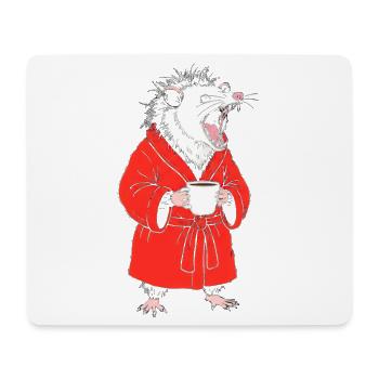 Morning Coffee Otter in Red Bathrobe - Mouse Pad (horizontal) - white - Front
