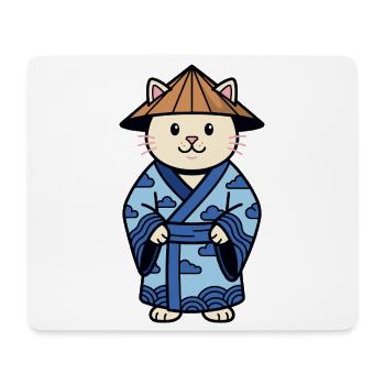 Chat de Chine mignon - Tapis de souris (format paysage) - blanc - Devant